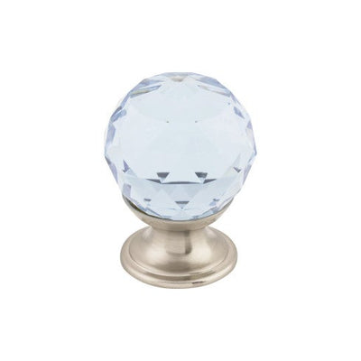 Top Knobs Light Blue Crystal Knob 1 1/8" in Brushed Satin Nickel