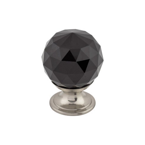 Top Knobs Black Crystal Knob 1 1/8" in Brushed Satin Nickel