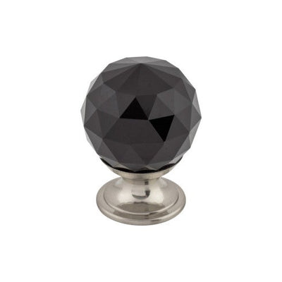 Top Knobs Black Crystal Knob 1 1/8" in Brushed Satin Nickel