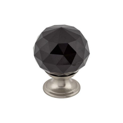 Top Knobs Black Crystal Knob 1 3/8" in Brushed Satin Nickel