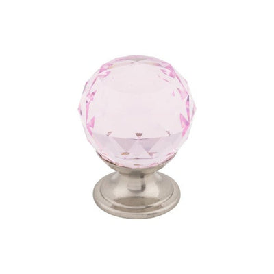 Top Knobs Pink Crystal Knob 1 1/8" in Brushed Satin Nickel