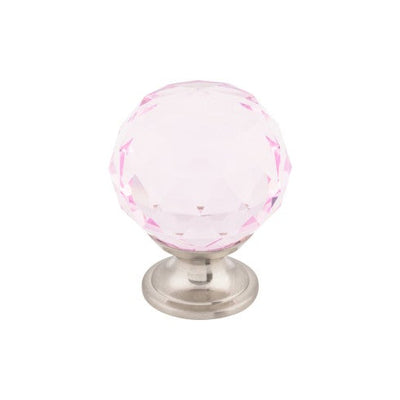Top Knobs Pink Crystal Knob 1 3/8" in Brushed Satin Nickel