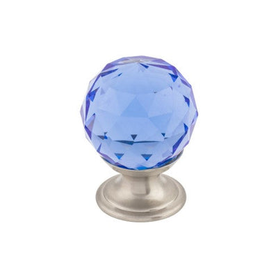 Top Knobs Blue Crystal Knob 1 1/8" in Brushed Satin Nickel