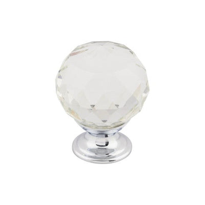 Top Knobs Clear Crystal Knob 1 3/8" in Polished Chrome