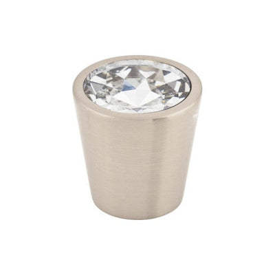 Top Knobs Clear Crystal Center Knob 1 1/16" in Brushed Satin Nickel