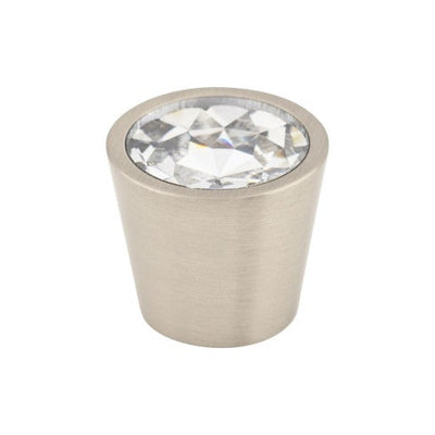 Top Knobs Clear Crystal Center Knob 3/4" in Brushed Satin Nickel