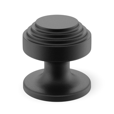 Armac Martin Victoria Stepped Cabinet Knob in 25mm / Matt Black Lacquered