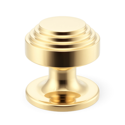 Armac Martin Victoria Stepped Cabinet Knob in 25mm / Polished Brass Unlacquered