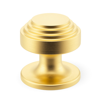 Armac Martin Victoria Stepped Cabinet Knob in 25mm / Satin Brass Lacquered