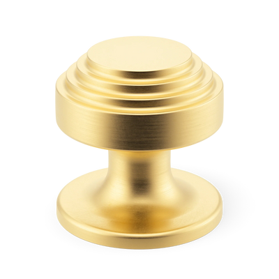 Armac Martin Victoria Stepped Cabinet Knob in 25mm / Satin Brass Satin Lacquered