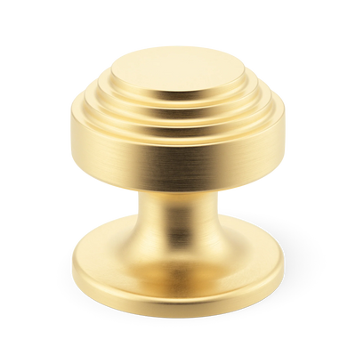 Armac Martin Victoria Stepped Cabinet Knob in 25mm / Satin Brass Unlacquered