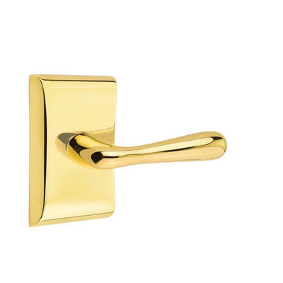 Emtek Basel Lever with Neos Rosette in Unlacquered Brass