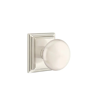 Emtek Providence Knob with Wilshire Rosette in Satin Nickel