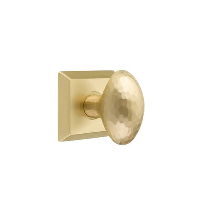 Emtek Hammered Egg Knob with Quincy Rosette in Satin Brass