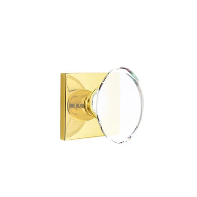 Emtek Hampton Knob with Square Rosette in Unlacquered Brass