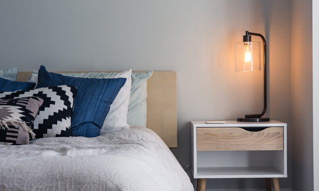 Beautiful Desk and Hardware by Bed