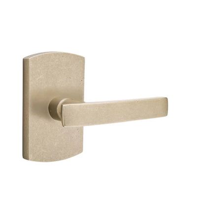 Emtek Yuma Lever with #4 Rosette in Tumbled White Bronze