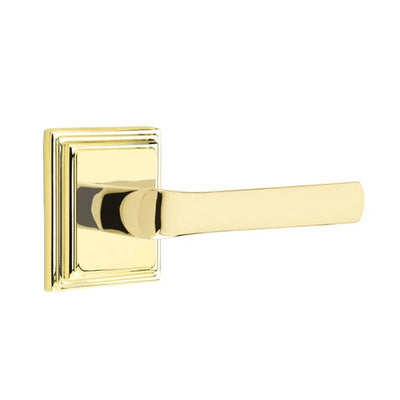Emtek Spencer Lever with Wilshire Rosette in Unlacquered Brass