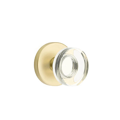 Emtek Modern Disc Glass Knob with Disk Rosette in Satin Brass