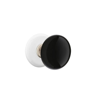 Emtek Ebony Knob with Porcelain Rosette in Satin Nickel
