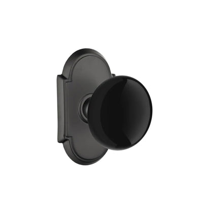 Emtek Ebony Knob with #8 Rosette in Flat Black