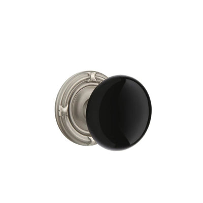 Emtek Ebony Knob with Ribbon & Reed Rosette in Pewter