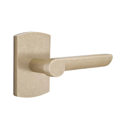 Emtek Aurora Lever with #4 Rosette in Tumbled White Bronze