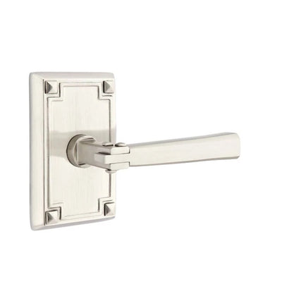 Emtek Arts & Crafts Lever with Arts and Crafts Rectangular Rosette in Satin Nickel