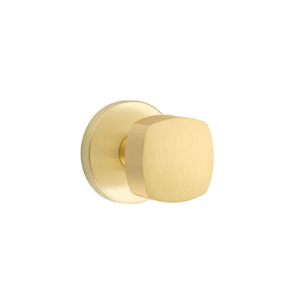 Emtek Freestone Knob with Disk Rosette in Satin Brass
