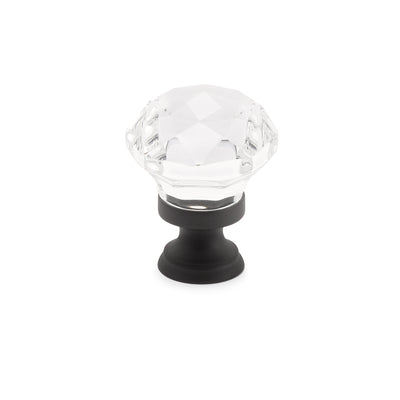 Emtek Diamond Crystal 1" Knob in Flat Black