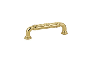Emtek Ribbon & Reed 3-1/2" C-C Pull in Polished Brass
