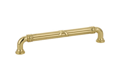 Emtek Ribbon & Reed 6" C-C Pull in Polished Brass