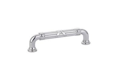Emtek Ribbon & Reed 4" C-C Pull in Polished Chrome