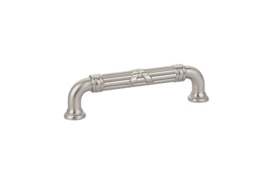 Emtek Ribbon & Reed 4" C-C Pull in Satin Nickel
