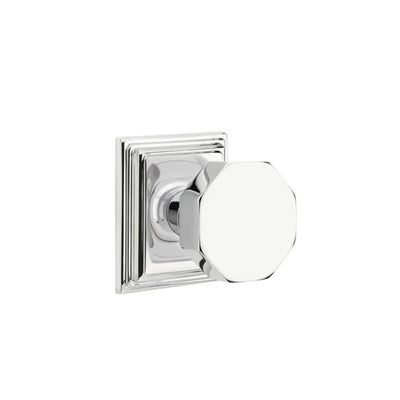 Emtek Octagon Knob with Wilshire Rosette in Polished Chrome