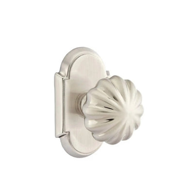 Emtek Melon Knob with #8 Rosette in Satin Nickel