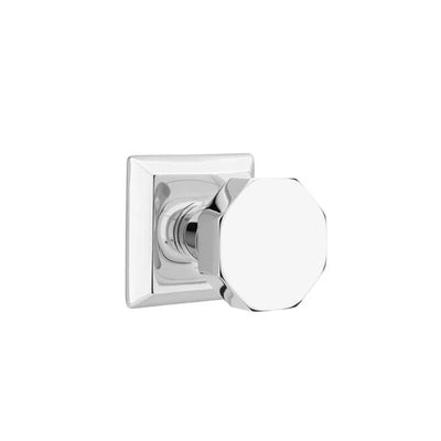 Emtek Octagon Knob with Quincy Rosette in Polished Chrome