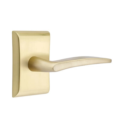 Emtek Poseidon Lever with Neos Rosette in Satin Brass