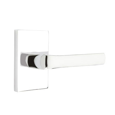 Emtek Spencer Lever with Modern Rectangular Rosette in Polished Chrome