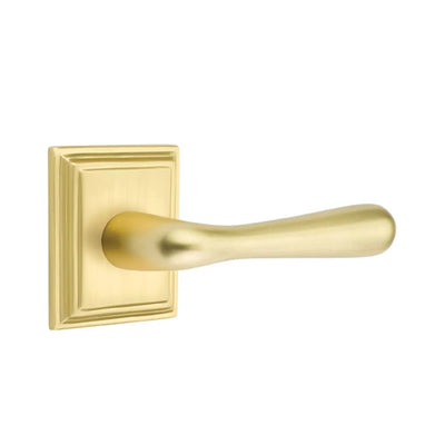 Emtek Basel Lever with Wilshire Rosette in Satin Brass