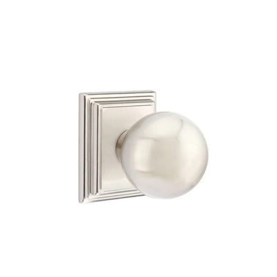 Emtek Orb Knob with Wilshire Rosette in Satin Nickel