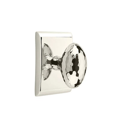 Emtek Hammered Egg Knob with Neos Rosette in Polished Nickel