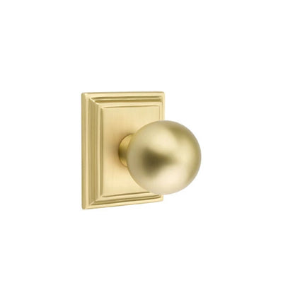 Emtek Orb Knob with Wilshire Rosette in Satin Brass