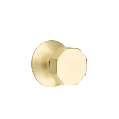 Emtek Octagon Knob with Modern Rosette in Satin Brass