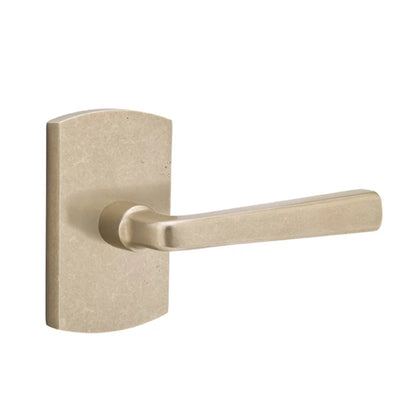 Emtek Cimarron Lever with #4 Rosette in Tumbled White Bronze