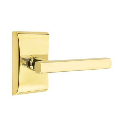 Emtek Freestone Lever with Neos Rosette in Unlacquered Brass