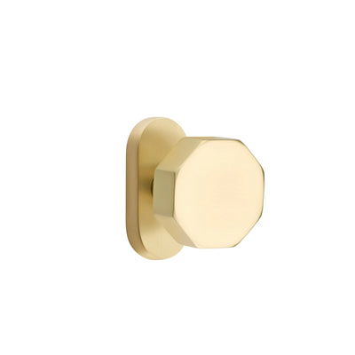 Emtek Octagon Knob with Oval Stretto 1-1/2" x 3" in Satin Brass