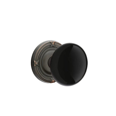 Emtek Ebony Knob with Ribbon & Reed Rosette in Oil Rubbed Bronze