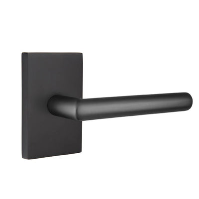 Emtek Stuttgart Lever with Modern Rectangular Rosette in Flat Black