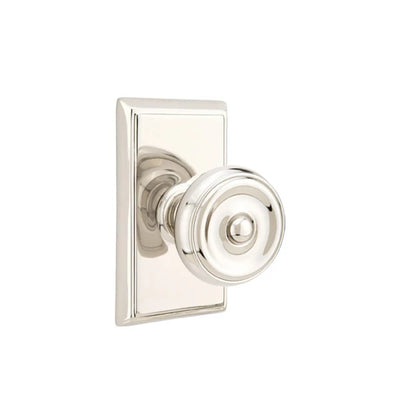 Emtek Waverly Knob with Rectangular Rosette in Polished Nickel